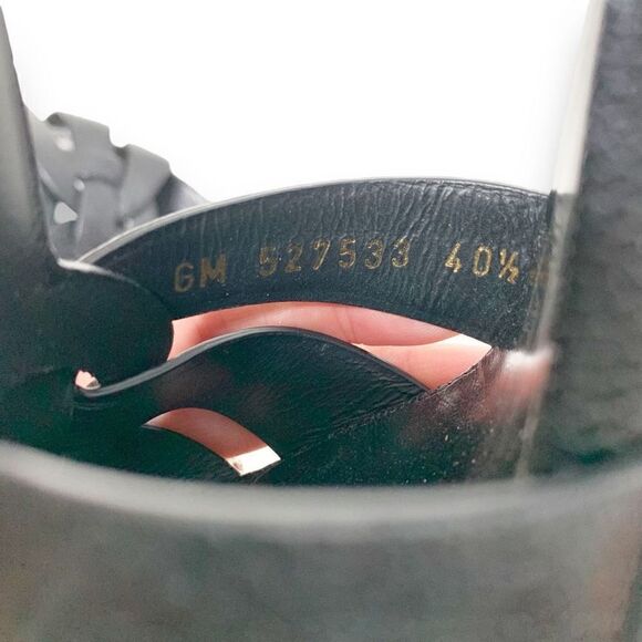 Saint Laurent Tribute Black Grained Leather Platform High Heel Sandals Size 40.5 - Picture 11 of 15